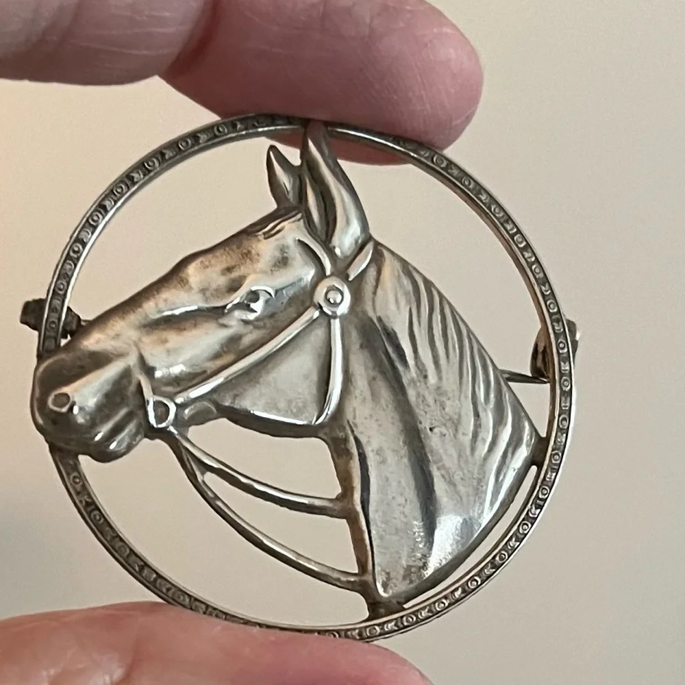 STERLING SILVER HORSE HEAD BROOCH VINTAGE FINE DETAIL! STUNNING!! - Picture 5 of 6